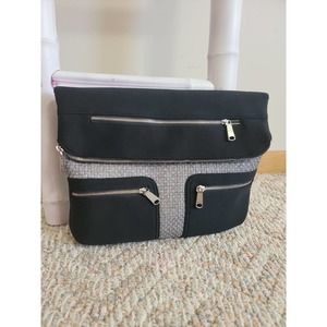 Bernie Mev. Silver Woven Foldover Bag Purse